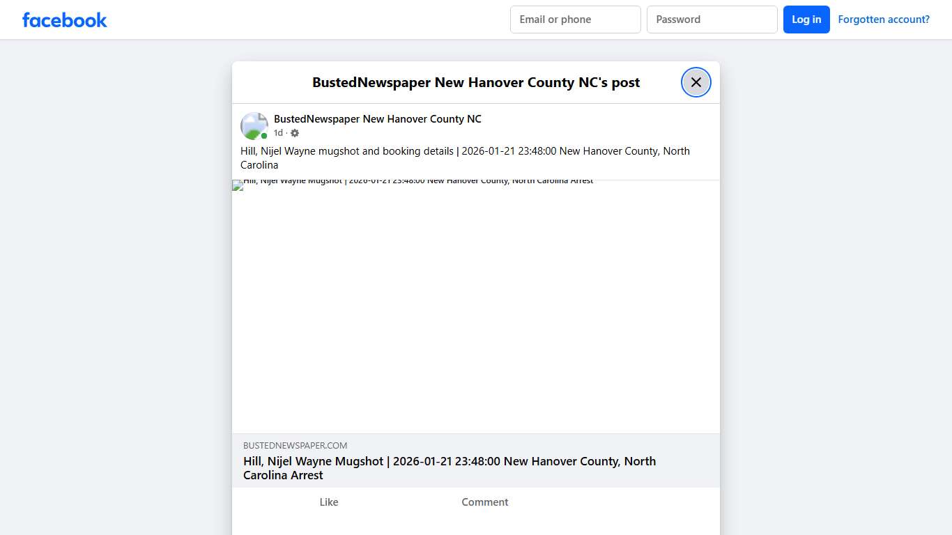 Hill, Nijel Wayne... - BustedNewspaper New Hanover County NC Facebook
